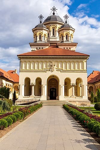 Romania, Alba Iulia. St. Michaels Cathedral, the oldest and the longest cathedral in Romania. Art Print